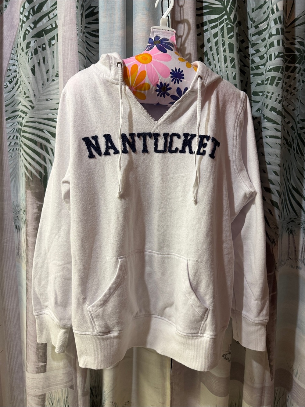 Blue 84 White Crewneck Hoodie with Navy 'NANTUCKET' Chest Lettering